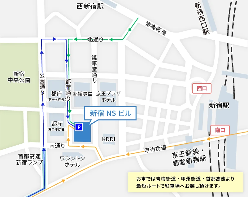 車でアクセスする場合の地図画像